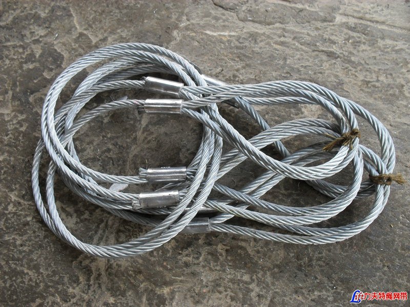双扣压制钢丝绳索具_铝合金压制镀锌钢丝绳